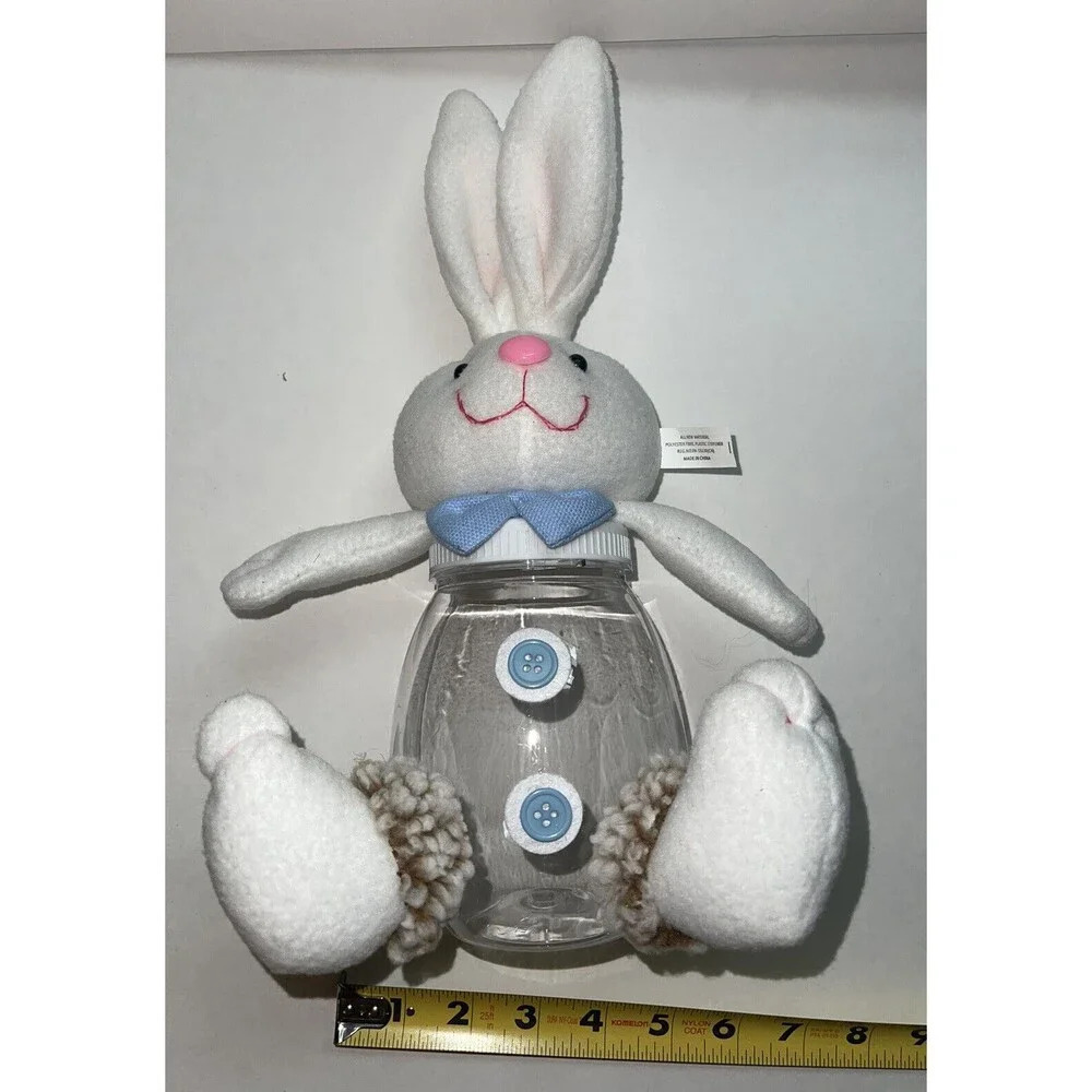 Bunny Blue Candle or Candy Holder with flowers New Easter - Picture 6 of 6
